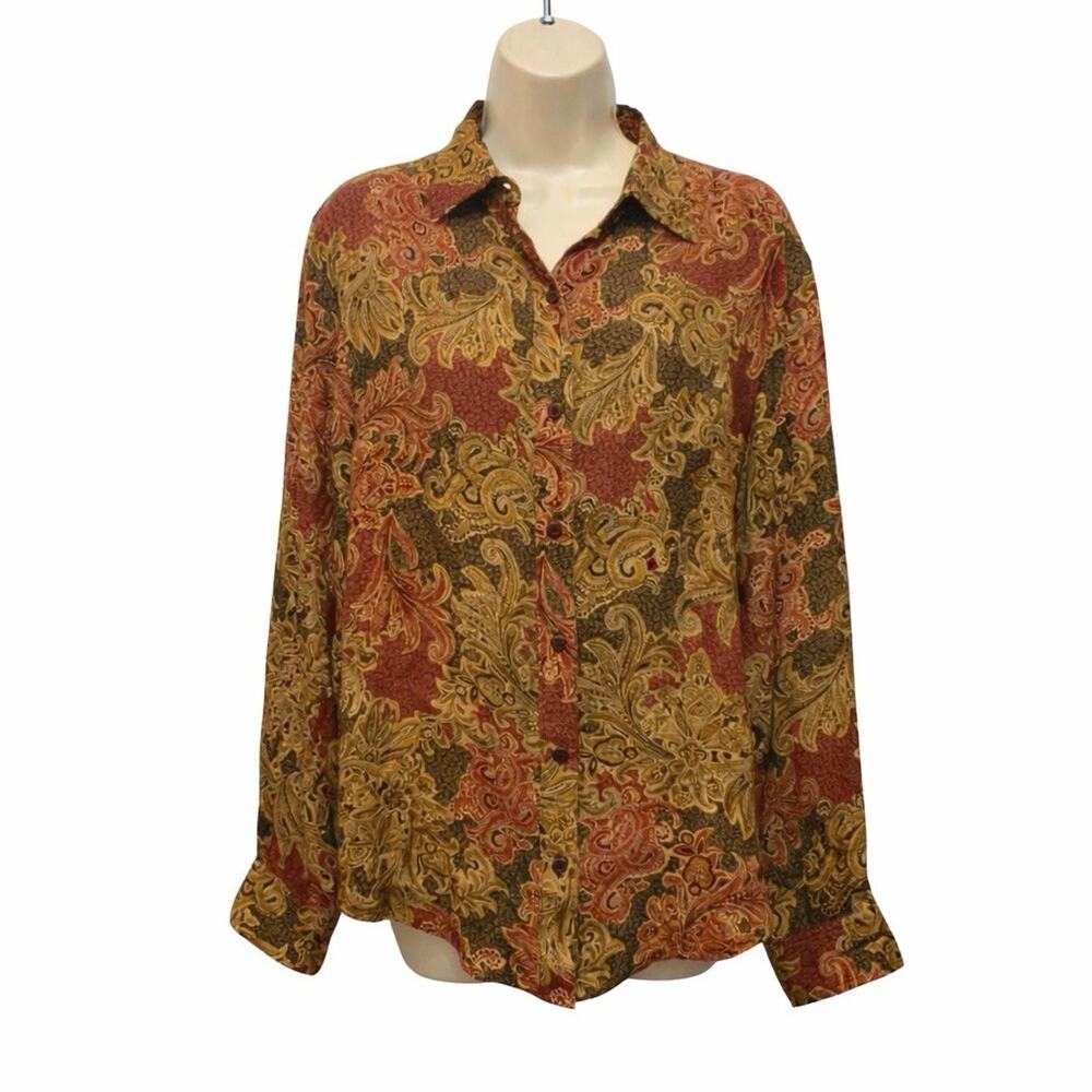 Vintage Jones New York Sport Paisley Button Up Shirt Dark Academia
